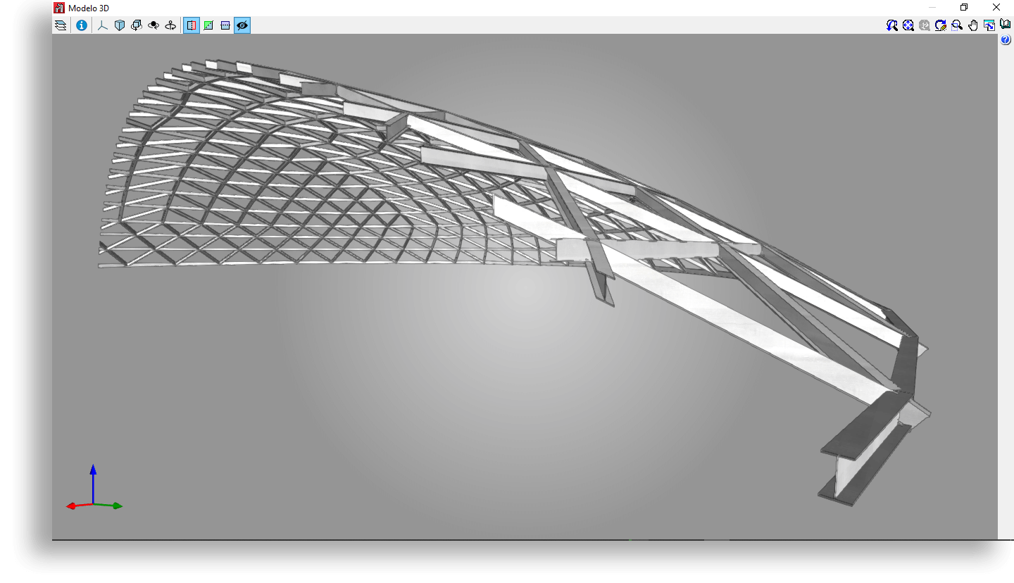 Estructura de cupula de aluminio estruido modelo cype 3D