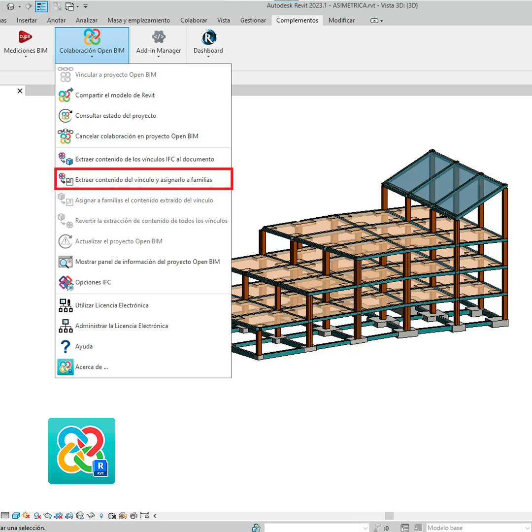 Módulo "Generación de elementos nativos de Revit® a partir de un IFC estructural" para el Plugin Open BIM-Revit